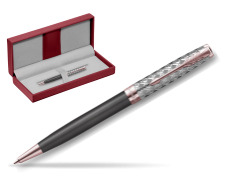 Sonnet Premium Metal & Gray PGT ballpoint pen in the red leather box