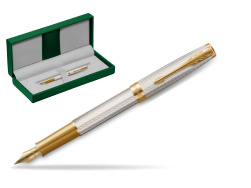 Parker Sonnet Silver Mistral GT Fountain Pen in the green leather box