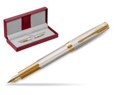 Parker Sonnet Silver Mistral GT Fountain Pen in the red leather box