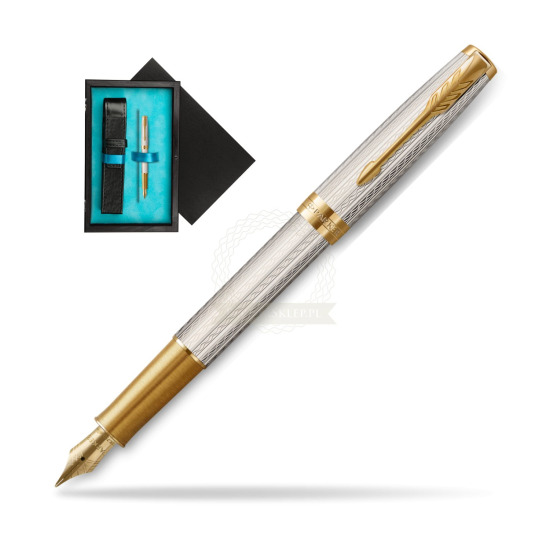 Parker Sonnet Silver Mistral GT Fountain Pen in single wooden box Black Single Turquoise