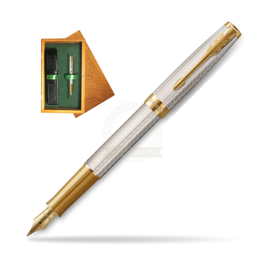 Parker Sonnet Silver Mistral GT Fountain Pen in single wooden box Honey Single Green