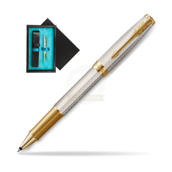 Parker Sonnet Silver Mistral GT Rollerball Pen in single wooden box Black Single Turquoise