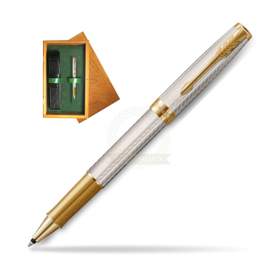 Parker Sonnet Silver Mistral GT Rollerball Pen in single wooden box Honey Single Green