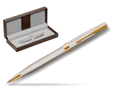 Parker Sonnet Silver Mistral GT Ballpoint Pen in the brown leather box