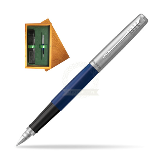 Parker Jotter Originals Navy Blue Penna Stilografica in single wooden box Honey Single Green