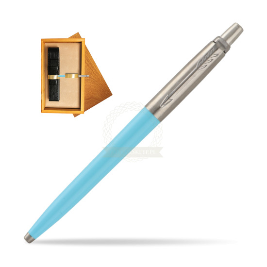 Parker Jotter Originals Blue Azure Ballpen in single wooden box Honey Single Ecru