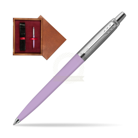 Parker Jotter Originals Pastel Lilac Penna a sfera in single wooden box Mahogany Single Maroon
