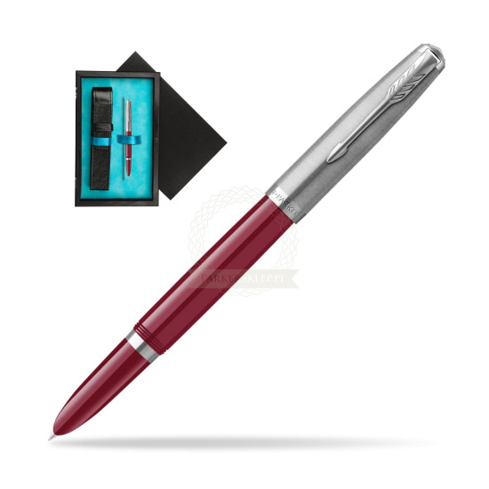 Parker 51 Burgund CT Fountain Pen in single wooden box Black Single Turquoise