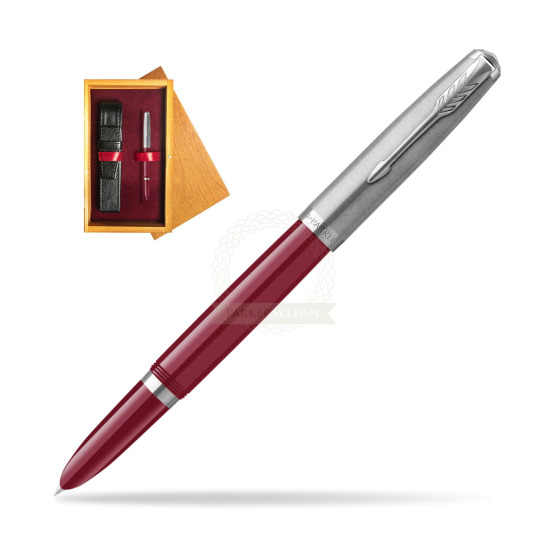 Parker 51 Burgund CT Fountain Pen in single wooden box Honey Single Maroon