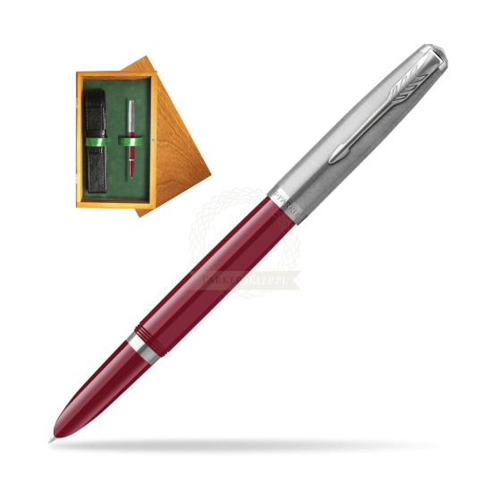 Parker 51 Burgund CT Fountain Pen in single wooden box Honey Single Green