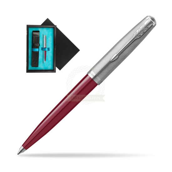 Parker 51 Burgund CT ballpoint pen in single wooden box Black Single Turquoise