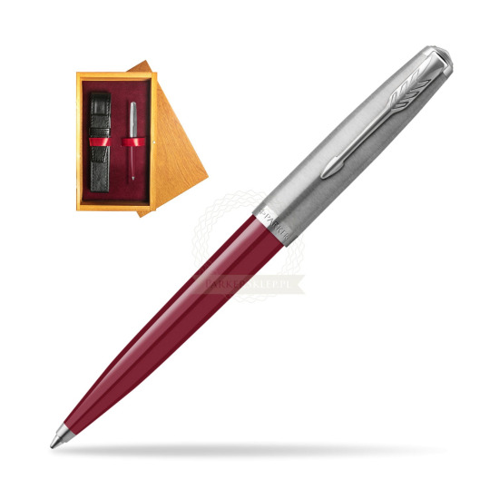 Parker 51 Burgund CT ballpoint pen in single wooden box Honey Single Maroon
