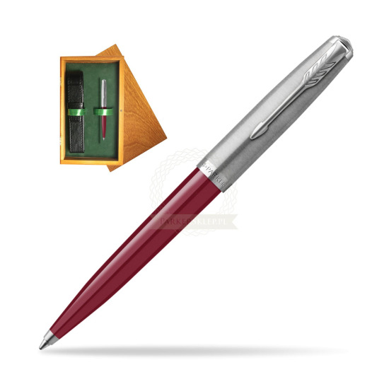 Parker 51 Burgund CT ballpoint pen in single wooden box Honey Single Green