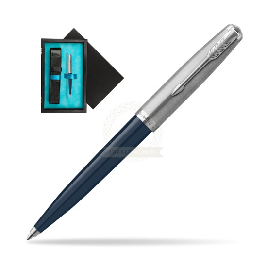 Parker 51 Midnight Blue CT ballpoint pen in single wooden box Black Single Turquoise