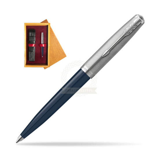Parker 51 Midnight Blue CT ballpoint pen in single wooden box Honey Single Maroon