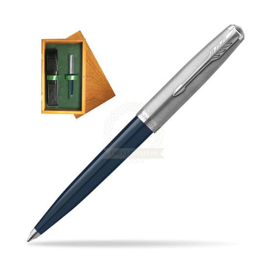 Parker 51 Midnight Blue CT ballpoint pen in single wooden box Honey Single Green