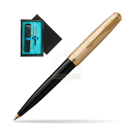 Parker 51 Deluxe Black GT ballpoint pen in single wooden box Black Single Turquoise