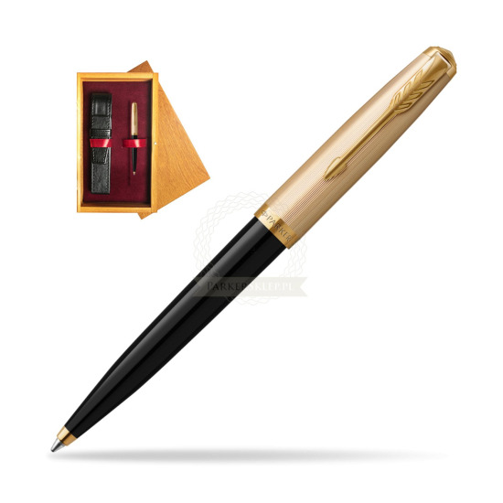 Parker 51 Deluxe Black GT ballpoint pen in single wooden box Honey Single Maroon