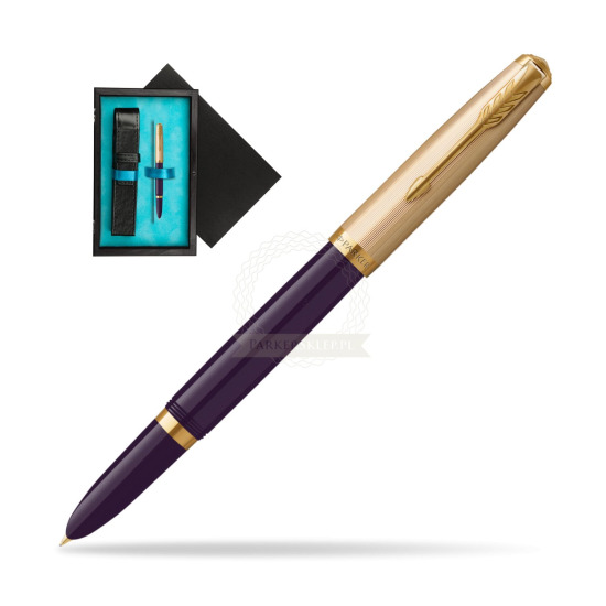 Parker 51 Deluxe Plum GT Fountain Pen in single wooden box Black Single Turquoise