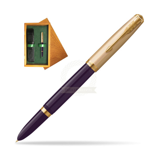 Parker 51 Deluxe Plum GT Fountain Pen in single wooden box Honey Single Green