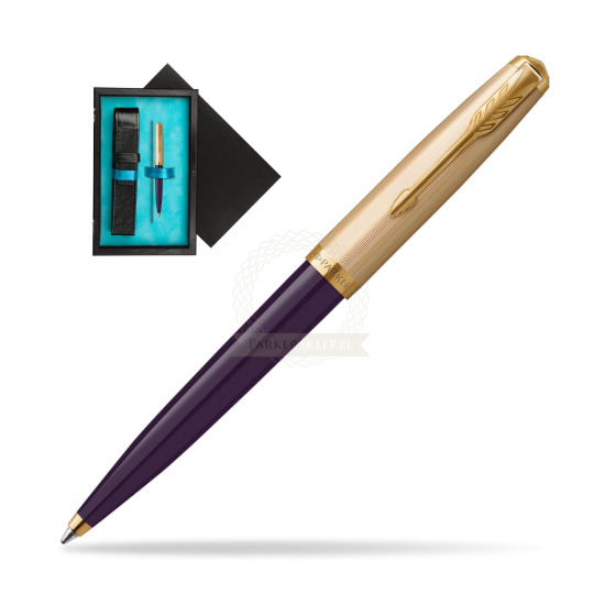 Parker 51 Deluxe Plum GT ballpoint pen in single wooden box Black Single Turquoise