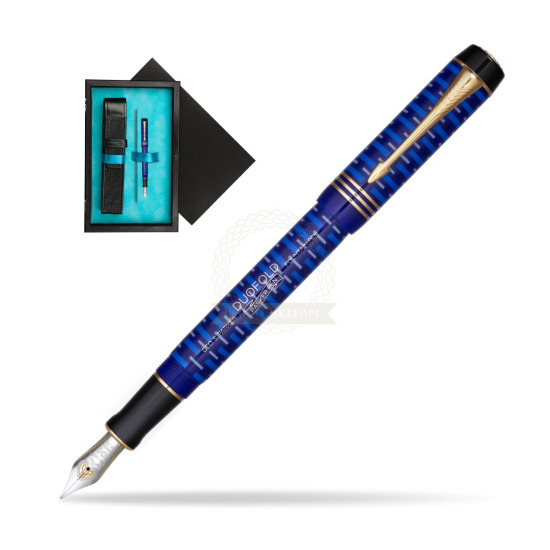 Parker Duofold 100th Lapis Lazuli GT Penna Stilografica in single wooden box Black Single Turquoise