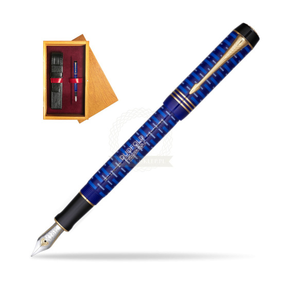 Parker Duofold 100th Lapis Lazuli GT Penna Stilografica in single wooden box Honey Single Maroon