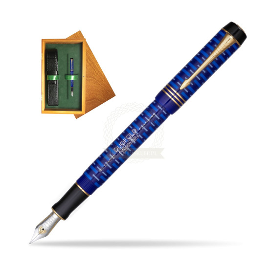 Parker Duofold 100th Lapis Lazuli GT Penna Stilografica in single wooden box Honey Single Green