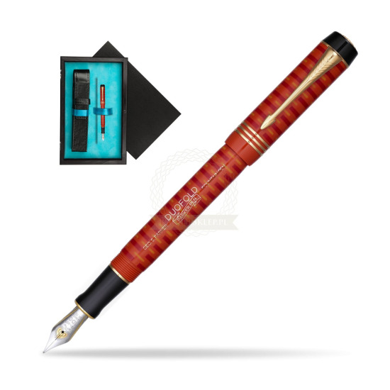 Parker Duofold 100th Big Red GT Penna Stilografica in single wooden box Black Single Turquoise