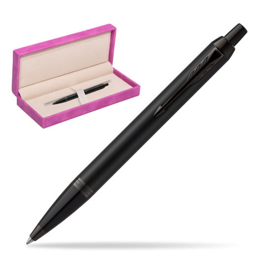 IM Achromatic Black ballpoint pen in suede box fuchsia