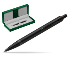IM Achromatic Black ballpoint pen in the green leather box