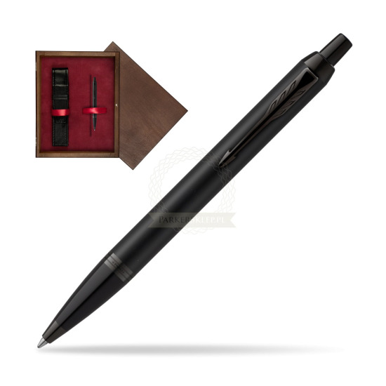 IM Achromatic Black ballpoint pen in single wooden box Wenge Single Maroon