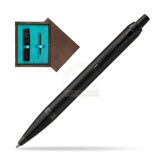 IM Achromatic Black ballpoint pen in single wooden box Wenge Single Turquoise 