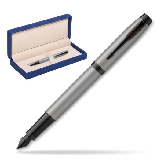 IM Achromatic Gray Fountain Pen in suede box navy blue