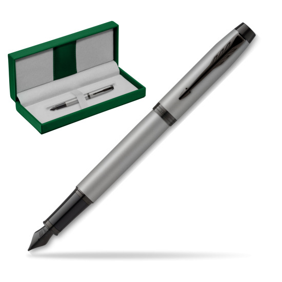IM Achromatic Gray Fountain Pen in the green leather box