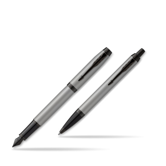 Parker IM Achromatic Grey Penna Stilografica +  Penna a Sfera Set regalo