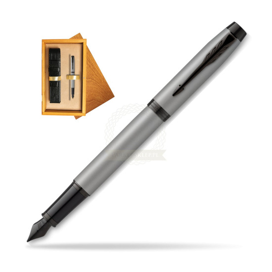IM Achromatic Gray Fountain Pen in single wooden box Honey Single Ecru