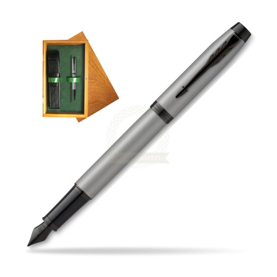 IM Achromatic Gray Fountain Pen in single wooden box Honey Single Green