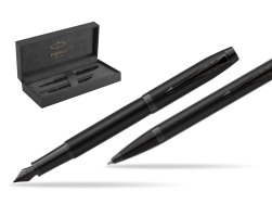 Parker IM Achromatic Black Penna Stilografica +  Penna a Sfera Set regalo in original Parker Prestige box