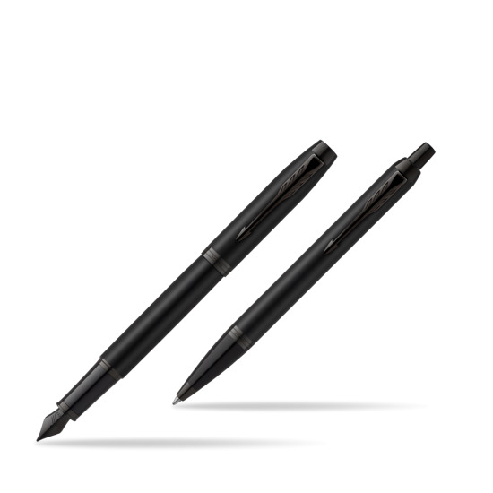 Parker IM Achromatic Black Fountain Pen + Ballpoint Pen in a Gift Box
