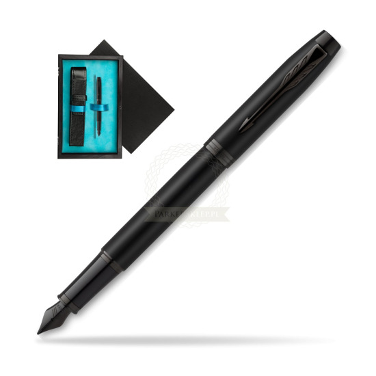 IM Achromatic Black Fountain Pen in single wooden box Black Single Turquoise