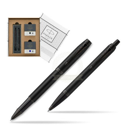 Parker Rollerball + Ballpoint Pen Gift Set IM Achromatic Black in a Parker Eco White box