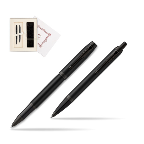 Parker Rollerball + Ballpoint Pen Gift Set IM Achromatic Black  "Pure Love"