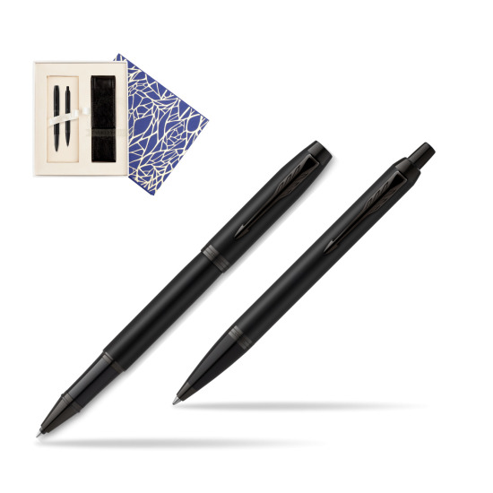 Parker Rollerball + Ballpoint Pen Gift Set IM Achromatic Black  Universal Crystal Blue