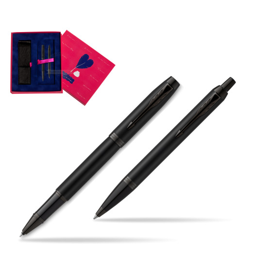 Parker Rollerball + Ballpoint Pen Gift Set IM Achromatic Black  Love