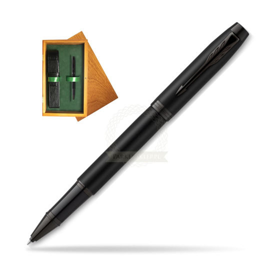 Parker IM Achromatic Black Rollerball Pen in single wooden box Honey Single Green