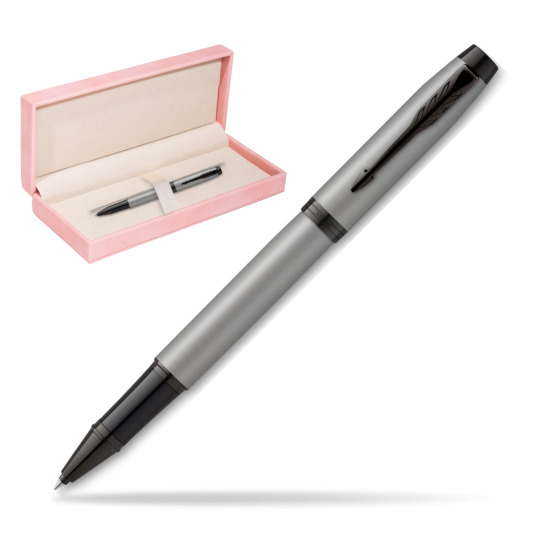 IM Achromatic Gray Rollerball Pen in suede box pink