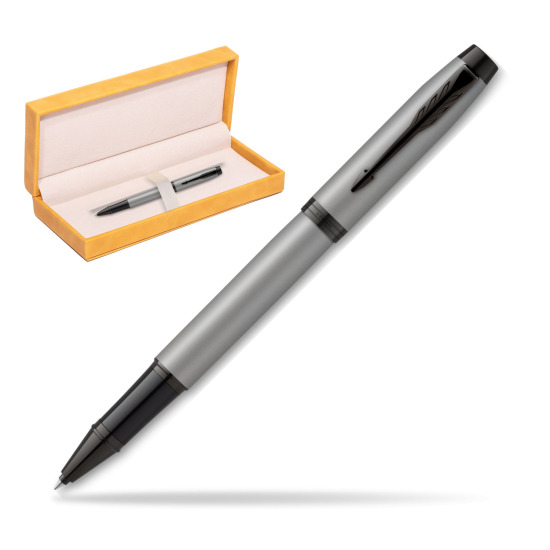 IM Achromatic Gray Rollerball Pen in suede box yellow