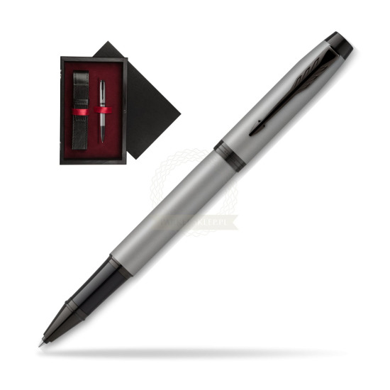 IM Achromatic Gray Rollerball Pen in single wooden box Black Single Maroon