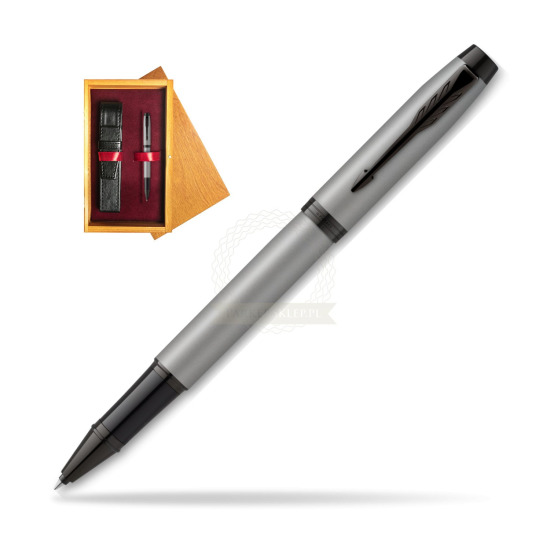 IM Achromatic Gray Rollerball Pen in single wooden box Honey Single Maroon
